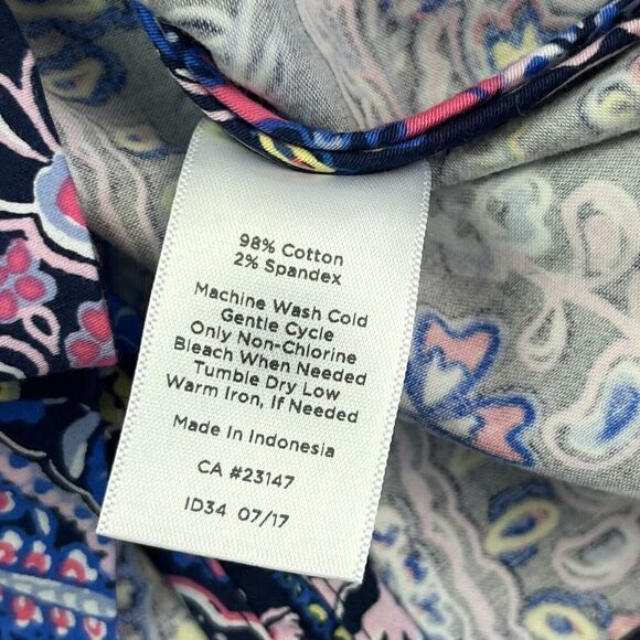Talbots Floral Paisley Shift Dress Pink Blue Ruffled Size 4P preppy coastal - Picture 12 of 12